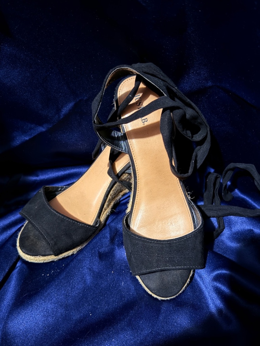 Windsor Smith Black Espadrille Ankle-Tie Wedges